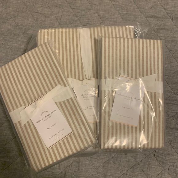 SET Pottery Barn Wheaton Striped Duvet&Shams King - Picture 2 of 6